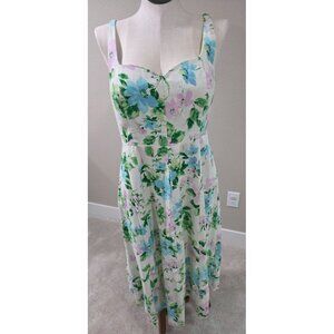 Old Navy Floral Print Sleeveless Midi Dress With Sweetheart Neckline & Smocked B